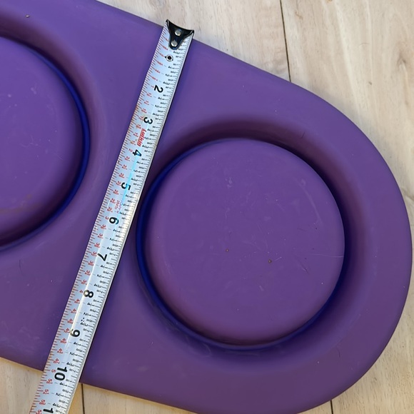 Messy Cat Bowls tray Modern Double Feeder purple silicon stainless steel bowls - Picture 11 of 14